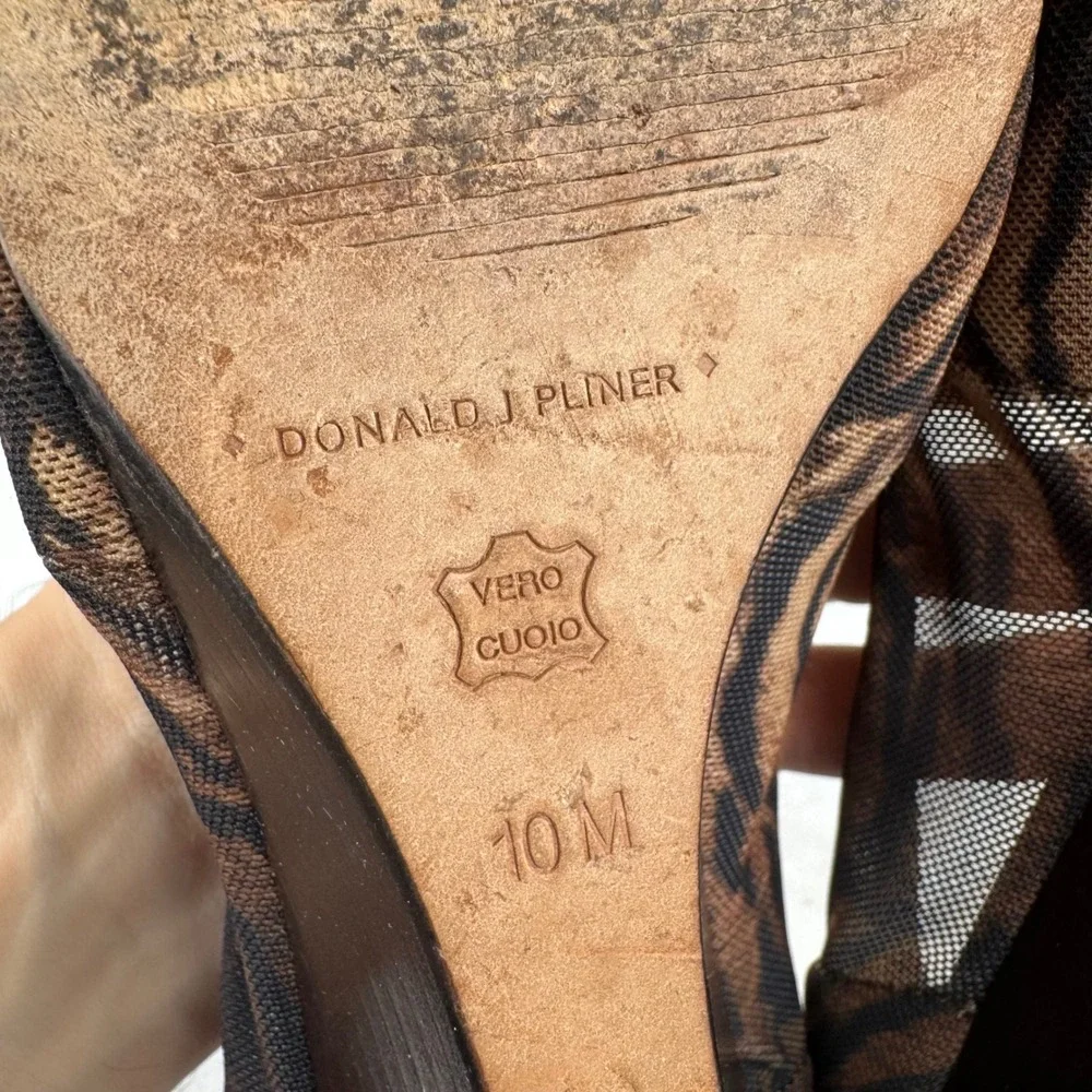 Donald J. Pliner Brown and Black Tiger-Print Wedge Peep-Toe Shoes